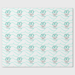 Papier Cadeau Vert rouge 50 anniversaire ajouter nom date p
