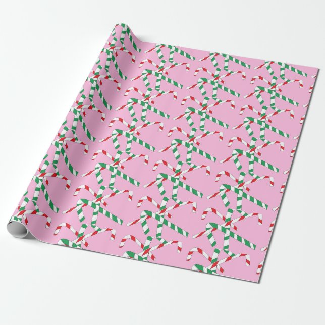 Papier Cadeau Vert rouge blanc de sucre de canne rose (Déroulé)