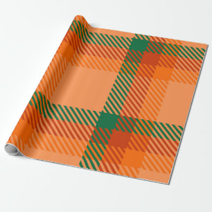 Papier Cadeau Vert, rouge, orange et beige Tartan Plaid écossais