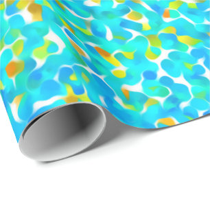 Papier Cadeau Vert sarcelle bleu jaune motif abstrait