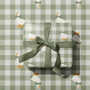 Papier Cadeau Vert sauge Gingham Buffalo Check Linge de Naissanc