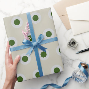 Papier Cadeau Vert Taupe Pâle Gris à pois Simple Rétro
