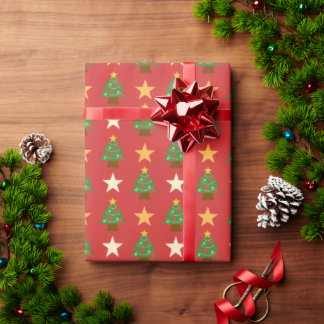 Papier Cadeau Very Merry Starlight Christmas Tree Pattern