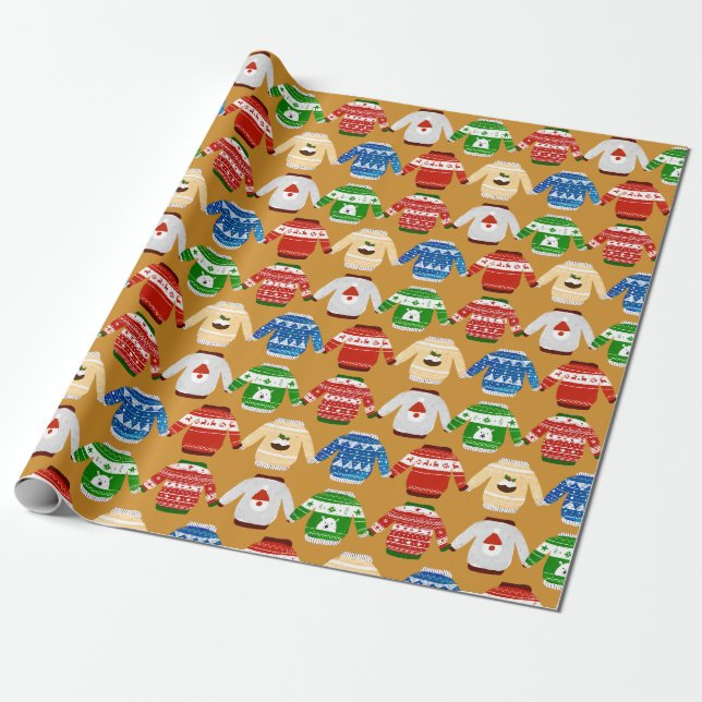 Papier Cadeau Veste de Noël Vilain or (Déroulé)