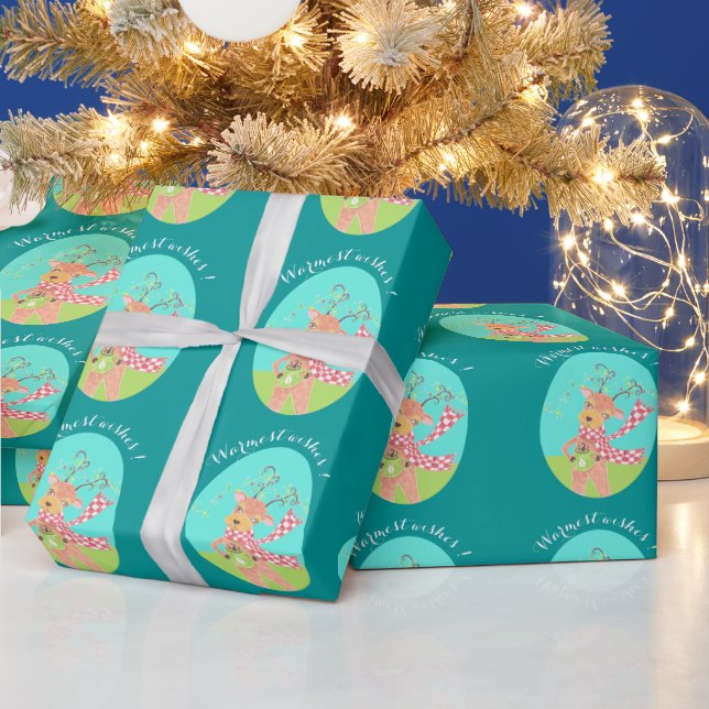 Papier Cadeau Veux les plus chauds - Papier d'emballage de renne (Vacances)