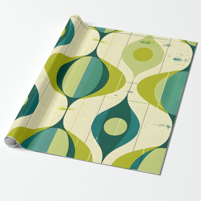 Papier Cadeau Vibe Moderne Du Milieu Du Siècle (Déroulé)