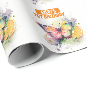 Papier Cadeau Vibes d'été Aquarelle papillon Anniversaire