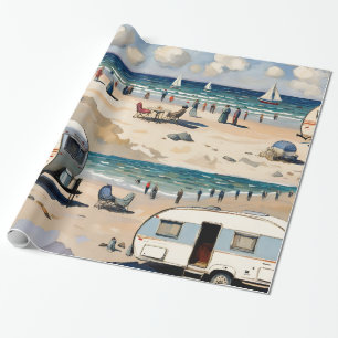 Papier Cadeau Vibes d'été, Caravane Vintage sur la plage
