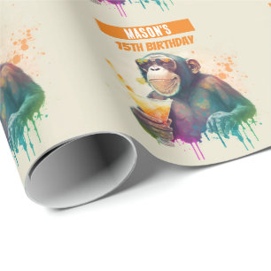 Papier Cadeau Vibes d'été Singe - Anniversaire