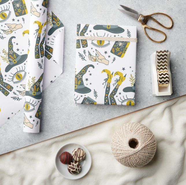 Papier Cadeau Vibes éffrayantes Symboles d'Halloween motif (Artisanat)