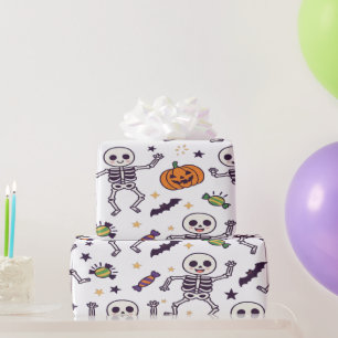 Papier Cadeau Vibes squelettes éffrayantes pour Halloween