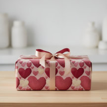 Vibrant Heart Pattern Wrapping Paper - Pink, Red, 