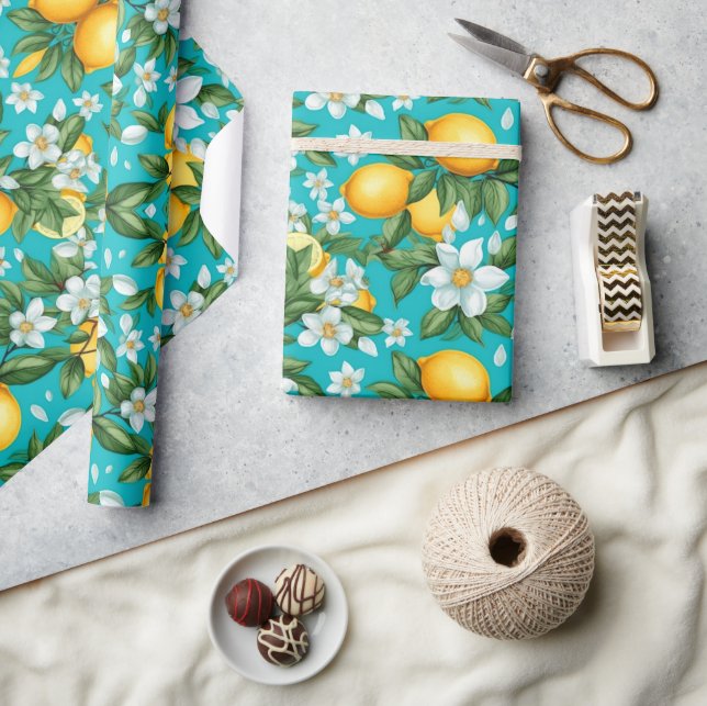 Papier Cadeau Vibrant rétro Citrus Medley Noël (Artisanat)