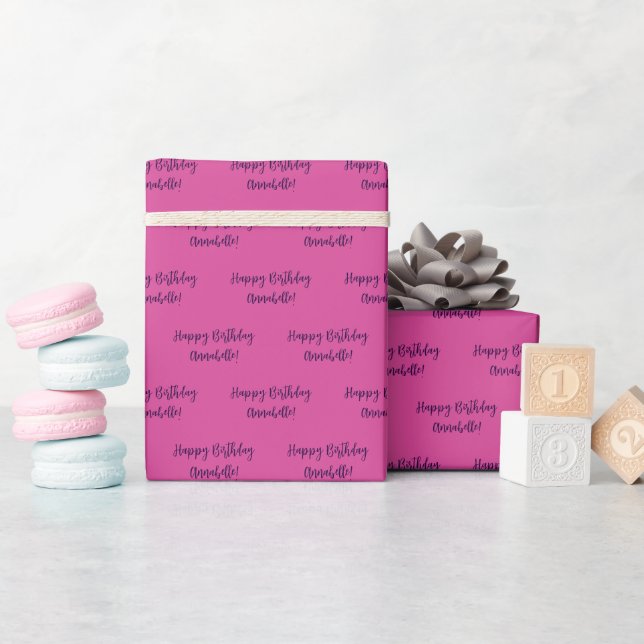 Papier Cadeau Vibrant rose heureux nom anniversaire! (Baby Shower)