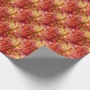 Papier Cadeau Vibrant Rouge Dahlia Fleur Nature Personnalisée