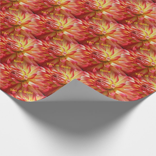 Papier Cadeau Vibrant Rouge Dahlia Fleur Nature Personnalisée (Coin)