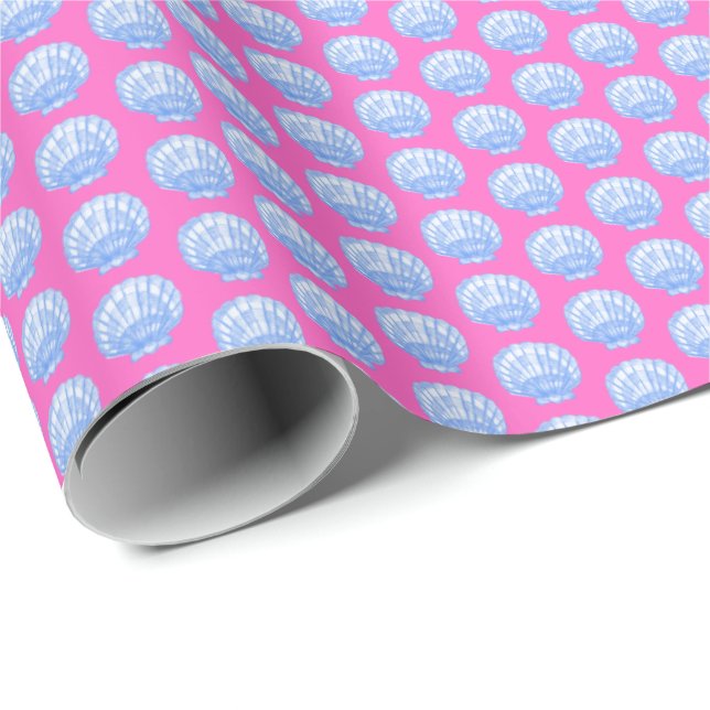Papier Cadeau Vibrant Shells (Pink and Blue) Wrapping Paper (Coin rond)