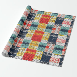 Papier Cadeau Vibrant tissé plaid - Retro Boho À damiers Motif