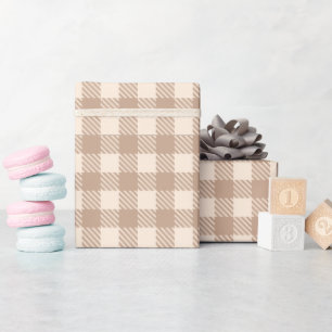 Papier Cadeau Vichy marron beige classique préppy carreaux à car