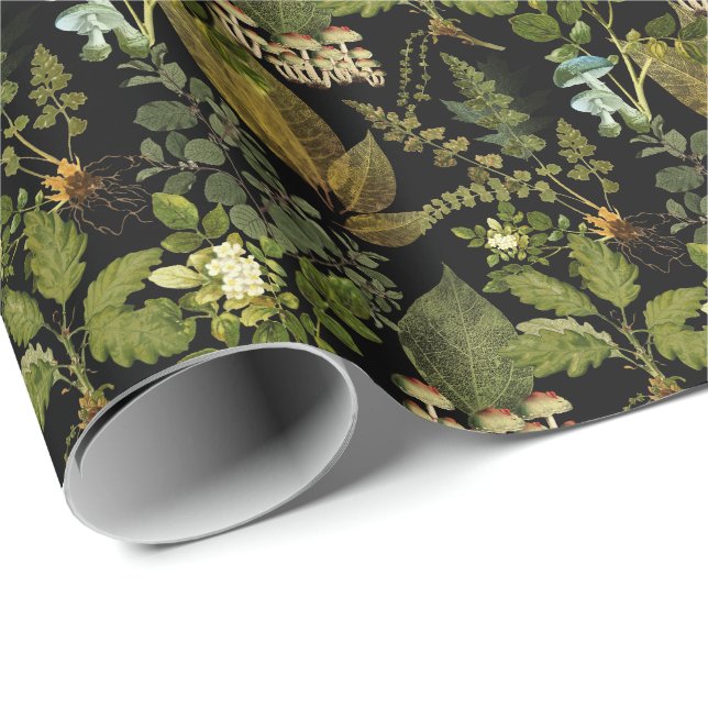 Papier Cadeau Victorian Gothic Dark Botanicals Forest Glam (Coin rond)