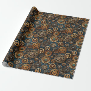 Papier Cadeau Victorian Steampunk engrenages motif