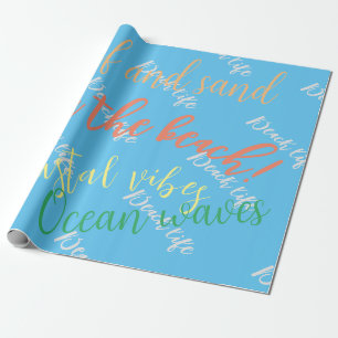 Papier Cadeau Vie de plage, script, vagues de l'océan