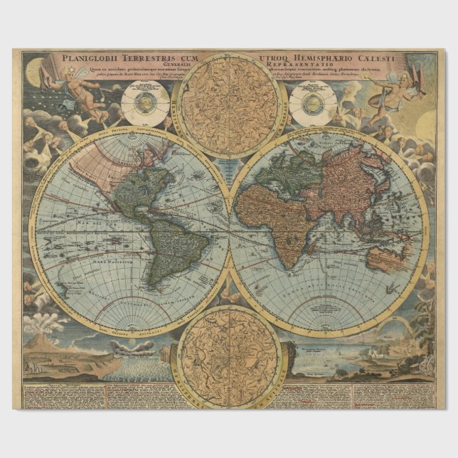 Papier Cadeau Vieille carte de la cartographie antique de cru du (Plat)