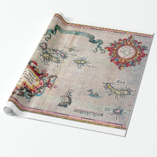 Papier Cadeau Vieille carte des Açores - exploration vintage de