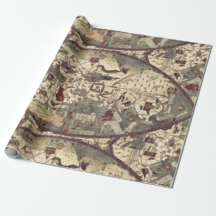 Papier Cadeau Vieille carte médiévale