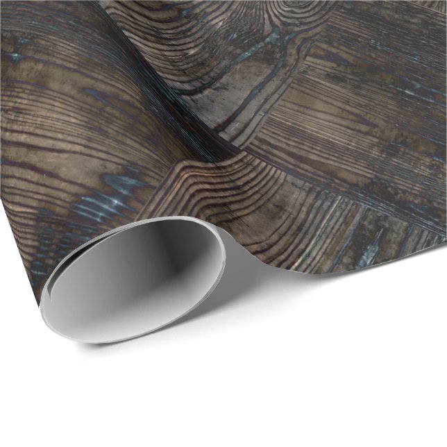 Papier Cadeau Vieilles planches, vieux bois, bois vieilli, bois (Coin rond)