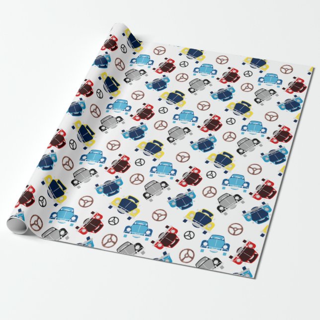 Papier Cadeau Vieilles voitures (Déroulé)
