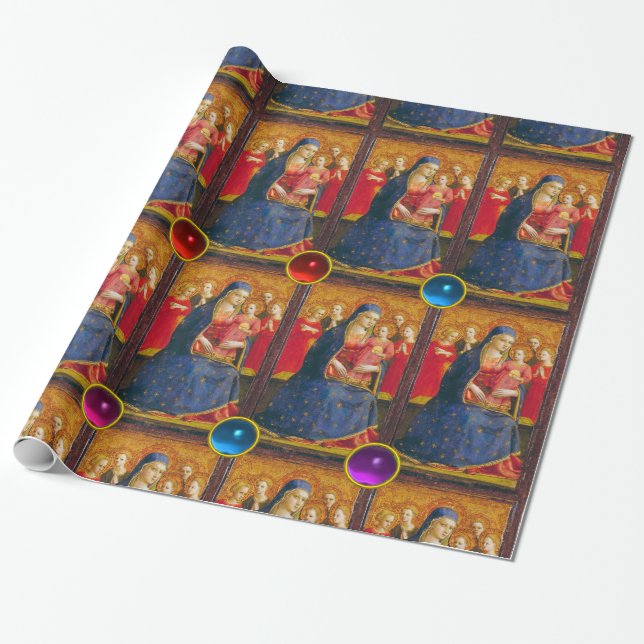 Papier Cadeau VIERGE AVEC ENFANT ET ANGES Fra Angelico Xmas (Déroulé)