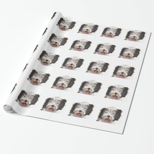 Papier Cadeau Vieux anglais Sheepdog Puppy (Déroulé)