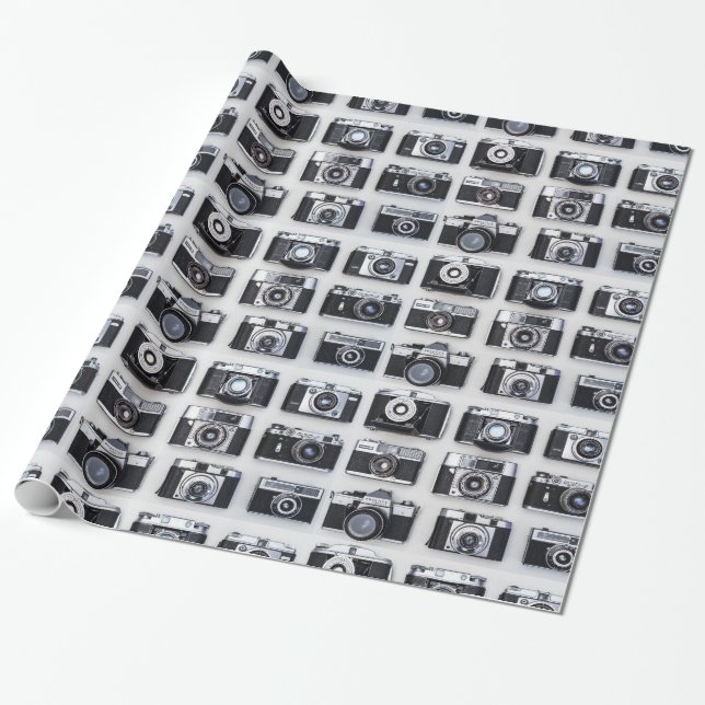 Papier Cadeau Vieux Caméra Collector Photographes Envelopper (Déroulé)