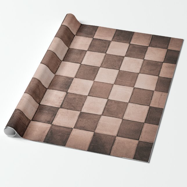 Papier Cadeau Vieux carrelage noir et blanc texture murale en pi (Déroulé)
