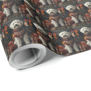 Papier Cadeau Vieux chien de berger anglais avec cheminée de cad