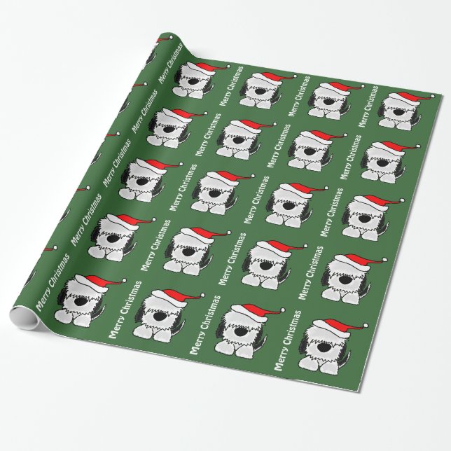 Papier Cadeau Vieux chien de berger anglais drôle dans le (Déroulé)