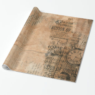 Papier Cadeau Vieux journal vintage déchiré un