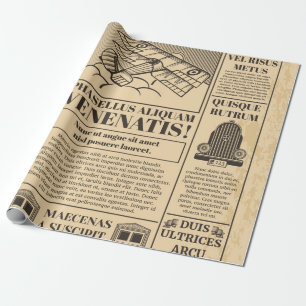 Papier Cadeau Vieux journal vintage. Retro newsprint avec texte 