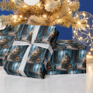 Papier Cadeau Vieux Noël avec un lapin