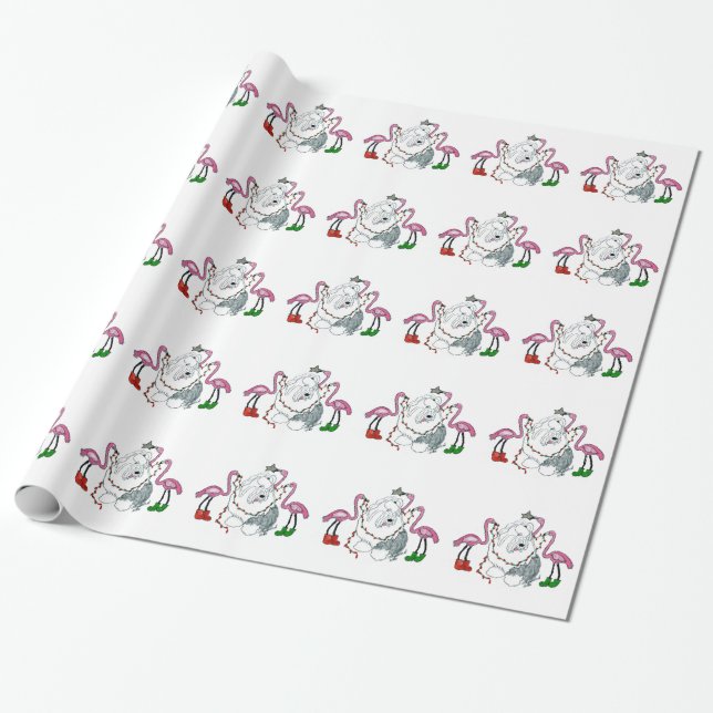 Papier Cadeau Vieux papier anglais d'emballage cadeau de chien (Déroulé)