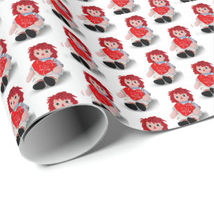 Papier Cadeau Vieux Rag Poupée avec coeur pour maman