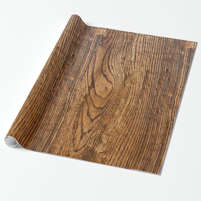 Papier Cadeau Vieux regard du bois de grain (Déroulé)