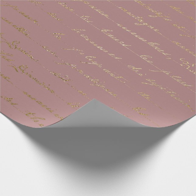 Papier Cadeau Vieux Script Gold Mauve Lilac Blush Pink Royal Par (Coin)