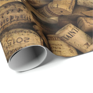 Papier Cadeau Vignoble Pile viticole Vin Bouteille Corks