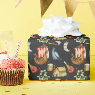 Papier Cadeau Viking Birthday Boys 1–7   Motif galion