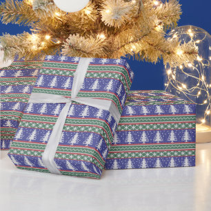 Papier Cadeau Vilain Motif de Noël Knit Sweat Bleu