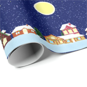 Papier Cadeau Village couvert de neige