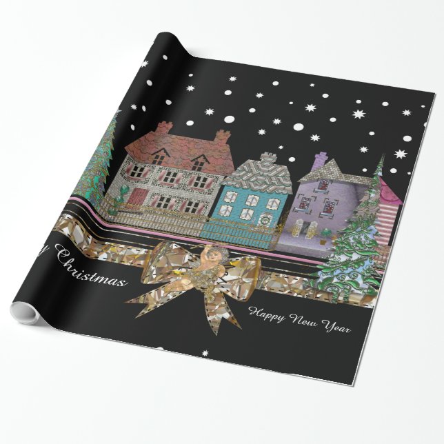 Papier Cadeau Village de Noël 15 pi (Déroulé)