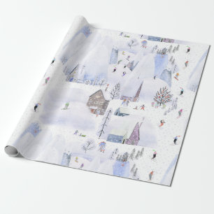 Papier Cadeau Village nordique de ski de montagne